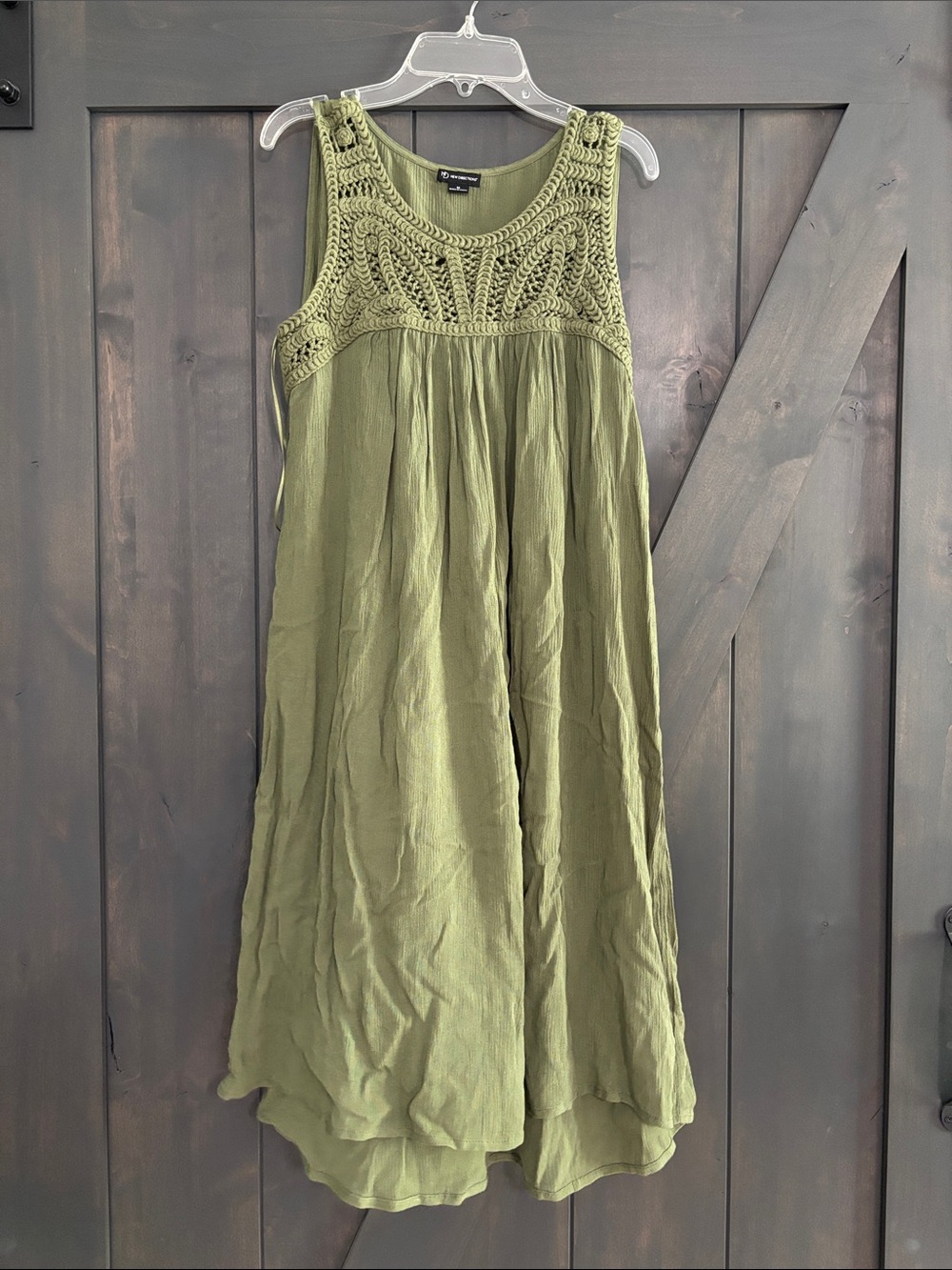 new directions Olive Crochet-Yoke Midi Dress